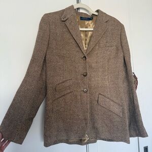 Polo by Ralph Lauren Tan Herringbone Blazer Size 10
